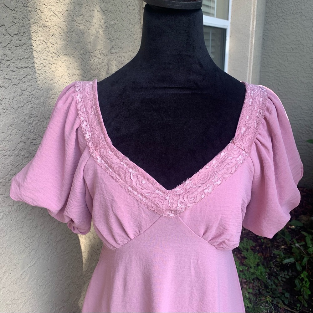 Blush Pink Peasant Mini Dress - Picture 2 of 5